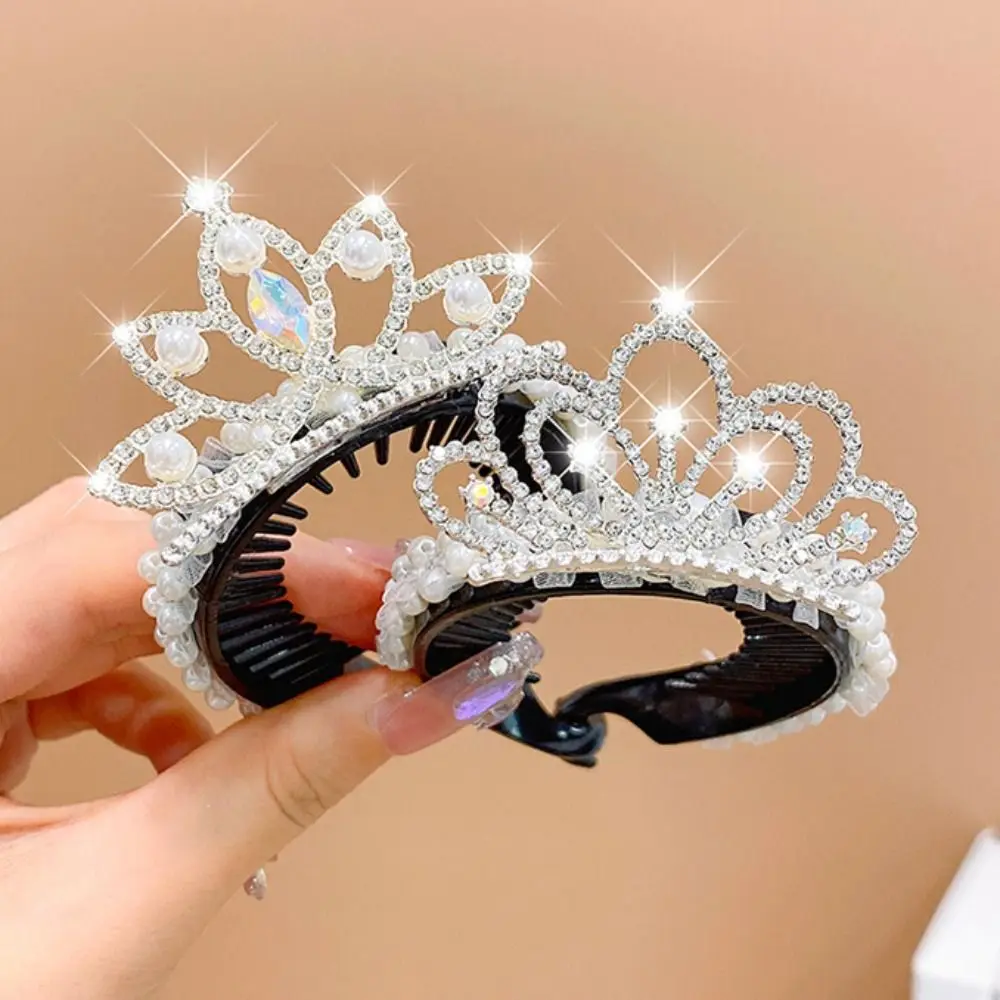 Kids Headwear Hollow Out Princess Children's Crown High Ponytail Fixed Artifact Kids Hair Claw Bun Hair Clip Crab