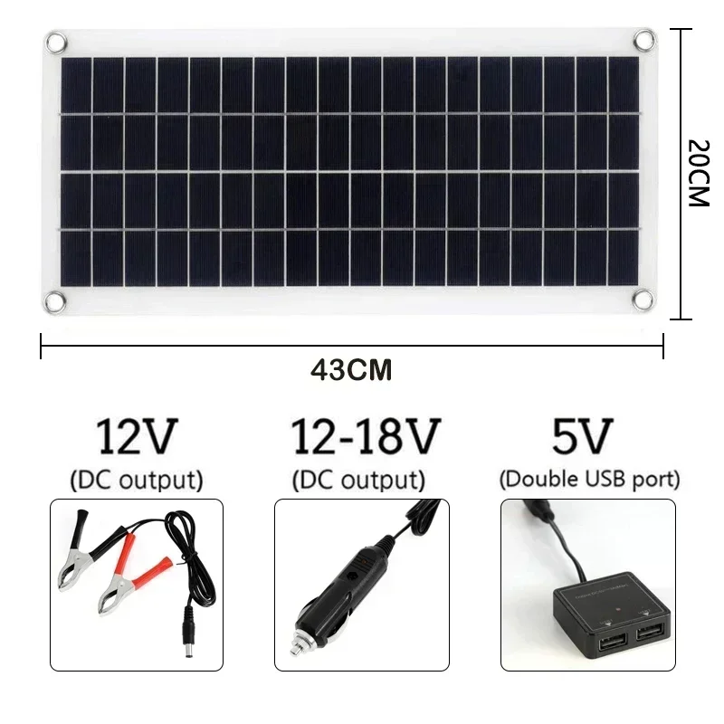 Panel Solar de 1000W, controlador de célula Solar de 12V, 10A-100A, Panel Solar para teléfono RV, cargador de almohadilla MP3 para coche, suministro de batería para exteriores