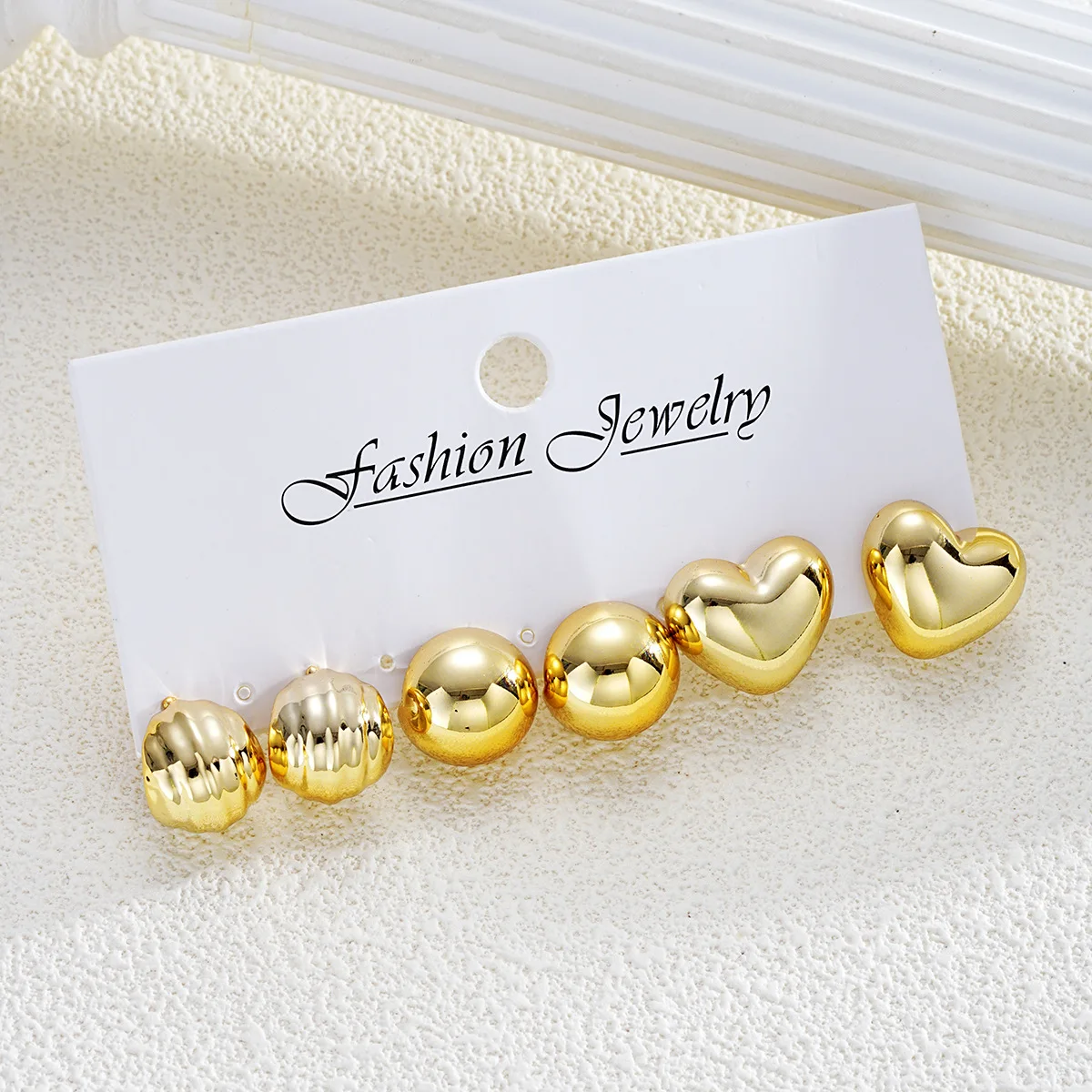 LATS 6pcs/set Chunky Gold Plated Vintage Minimalist Smooth Circle Hoop Earring Set for Women Bohemia Fashion Jewelry Gifts