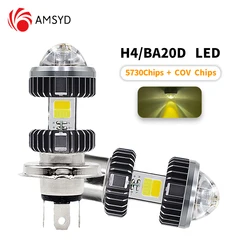 1PC H4 LED Motor H6 BA20D LED Motorcycle Headlight Bulbs Lens White Yellow Pink Hi-Lo Lamp Scooter Accessories Fog Lights 12V