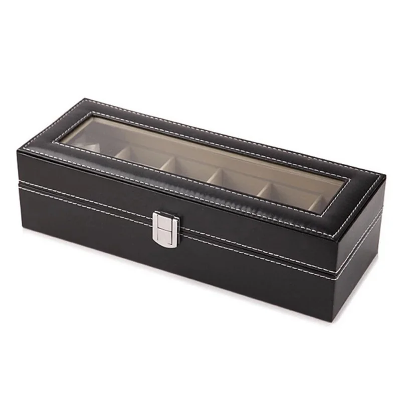 Organizador de caja de reloj de cuero PU, estuche protector para reloj con 2/3/6 ranuras, caja de almacenamiento para exhibición de joyería para relojes de cuarzo, la mejor Idea de regalo