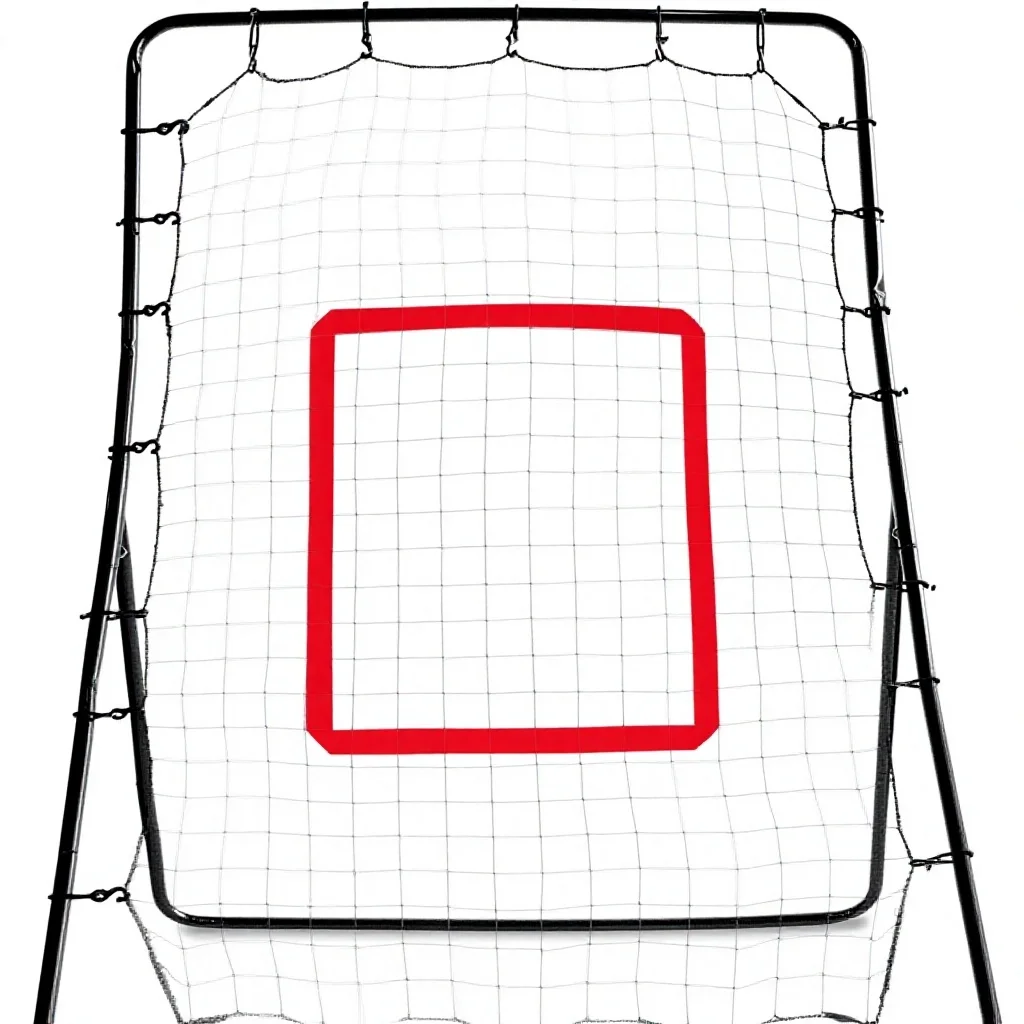 PitchBack Baseball Softball Pitching Net Rebounder, Metal Frame, Black/Red, 2'9