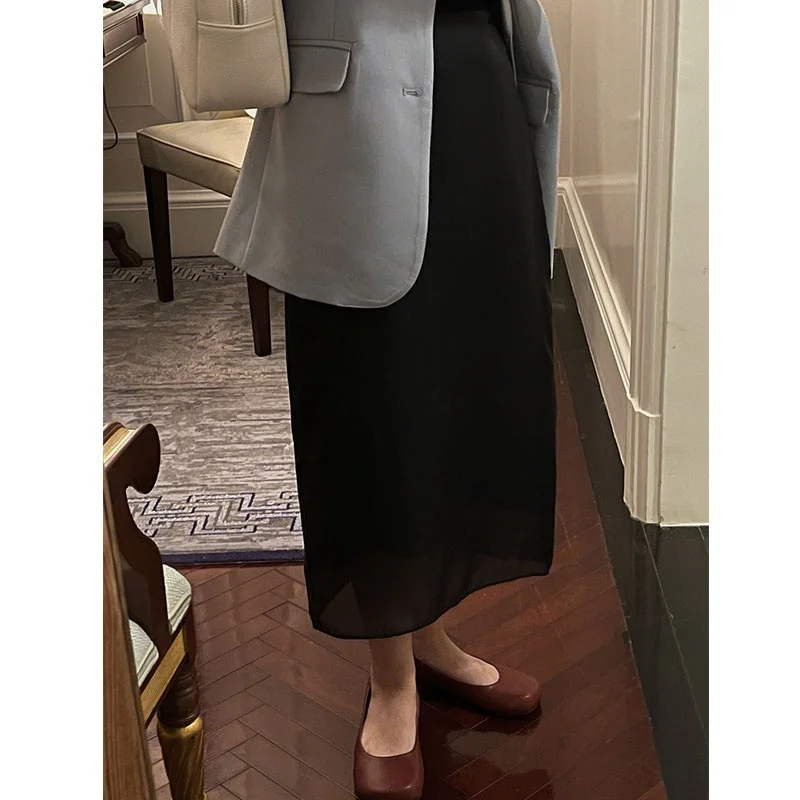 Taille haute a-ligne jupe Midi femmes décontracté été Design Sensation fée coupe ample coton mélange jupes coréen Sle