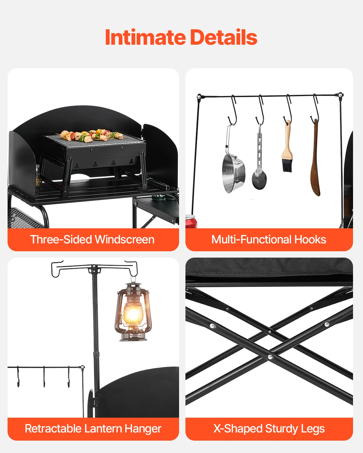 طاولة تخييم قابلة للطي من SucceBuy، طاولة مطبخ للتخييم في الهواء الطلق، محطة طهي محمولة من الألومنيوم مع خزانة تخزين للزجاج الأمامي