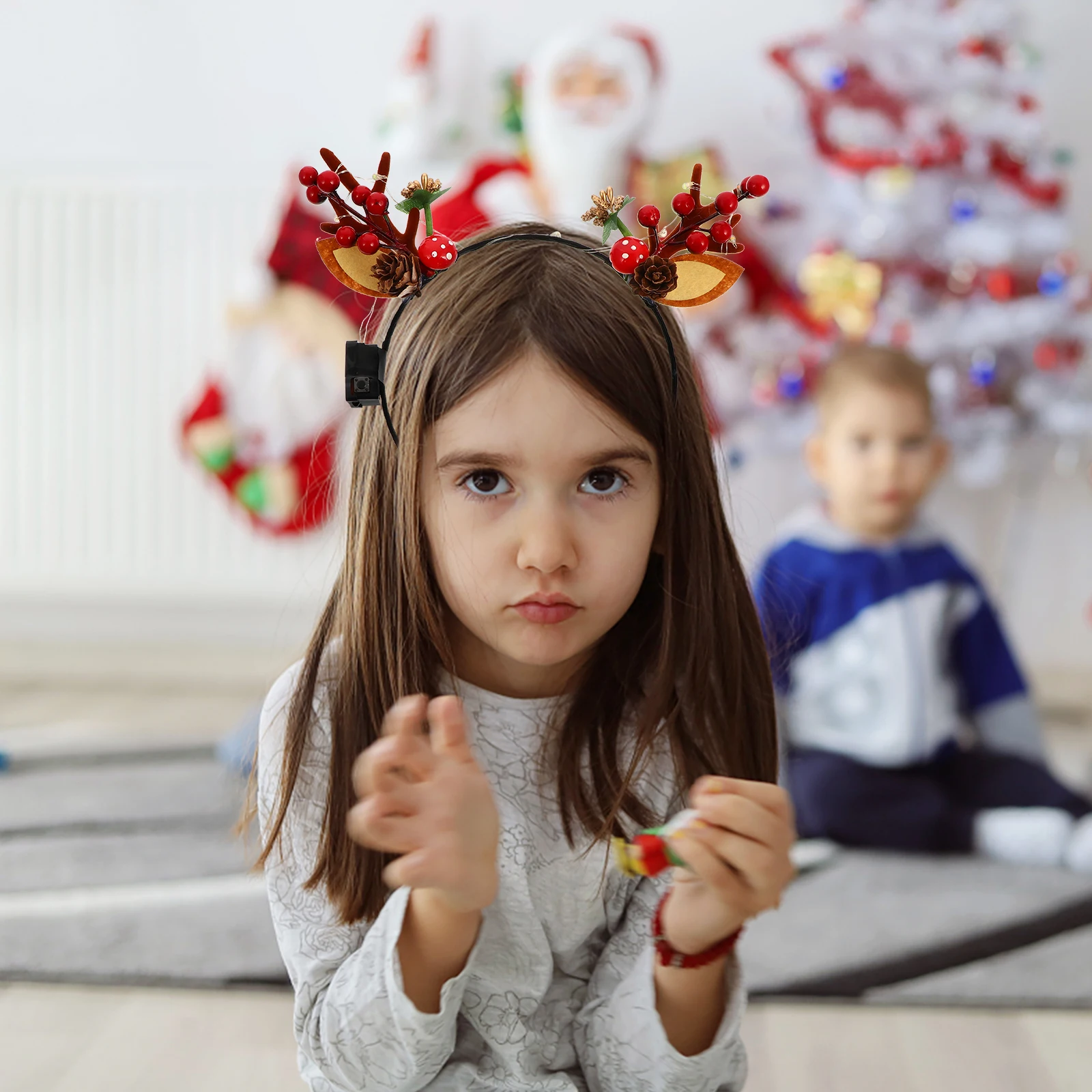 

2Pcs Christmas Luminous Reindeer Headbands Glow Antler Hairband Light Up Hair Accessories Party New Year Eve Antler Headband
