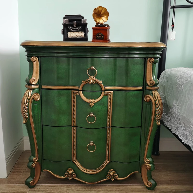 Retro Furniture Light Luxury Sofa Side Cabinet Solid Wood Bedside Table Corner Table Side Table Decorative Storage Drawer