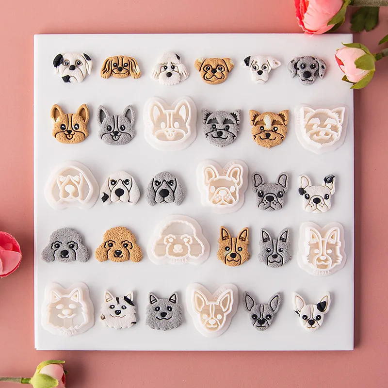 18 Types Dogs Breeds Polymer Clay Cutters Puppy Labrador Doberman Pinscher Bulldog Earrings Cutter for Jewellery Handmade Tools