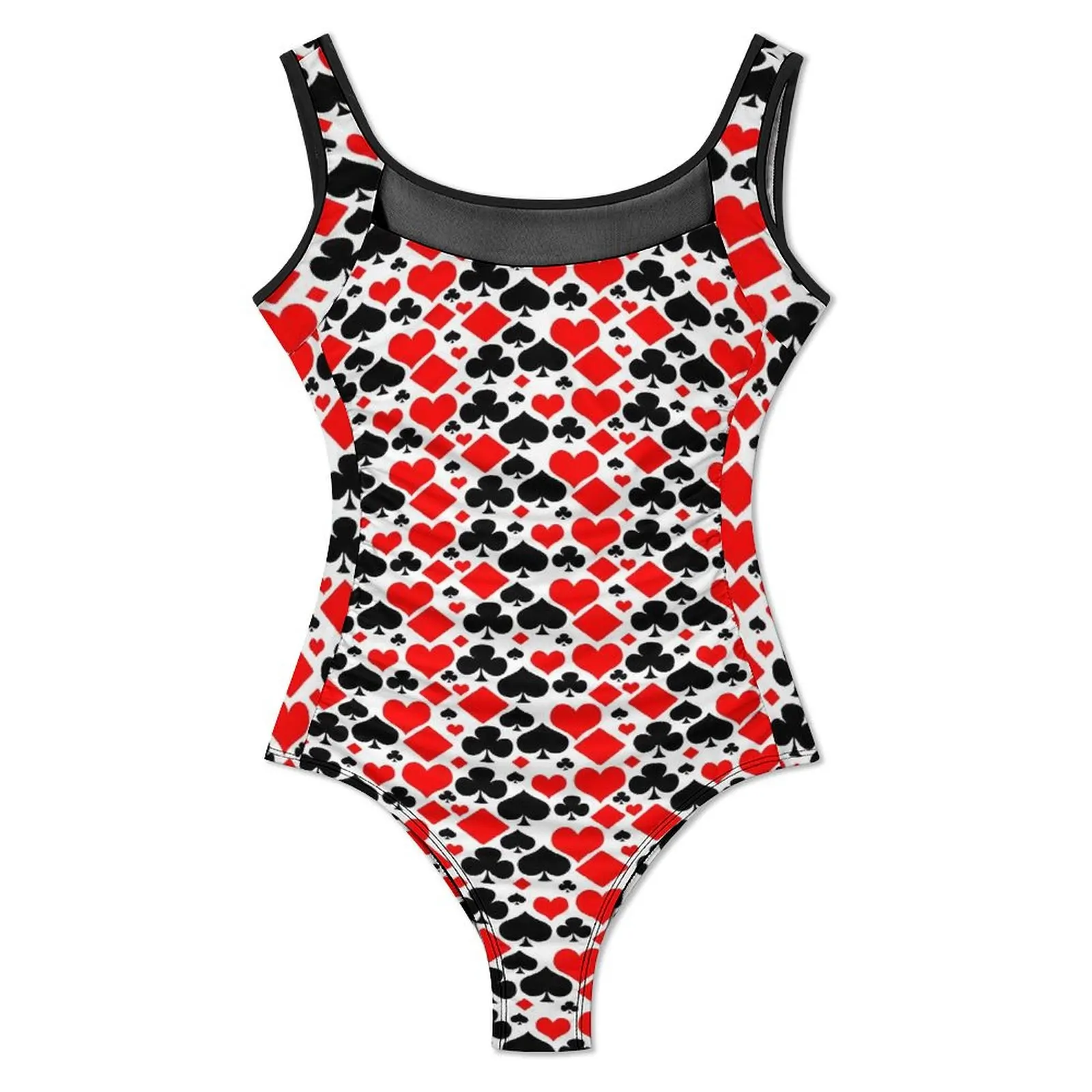 Poker Cards Swimsuit Hearts and Spades Push Up Swimwear One Piece Sport Monokini Swimsuits Sexy Design Beach Wear Plus Size XXL