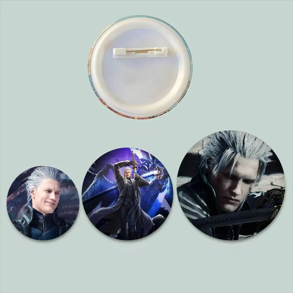 Vergil D-Devil May C-Cry Badges Badge Metal Brooch For Bag Clothes Hat Decor Jewelry Accessories Gifts
