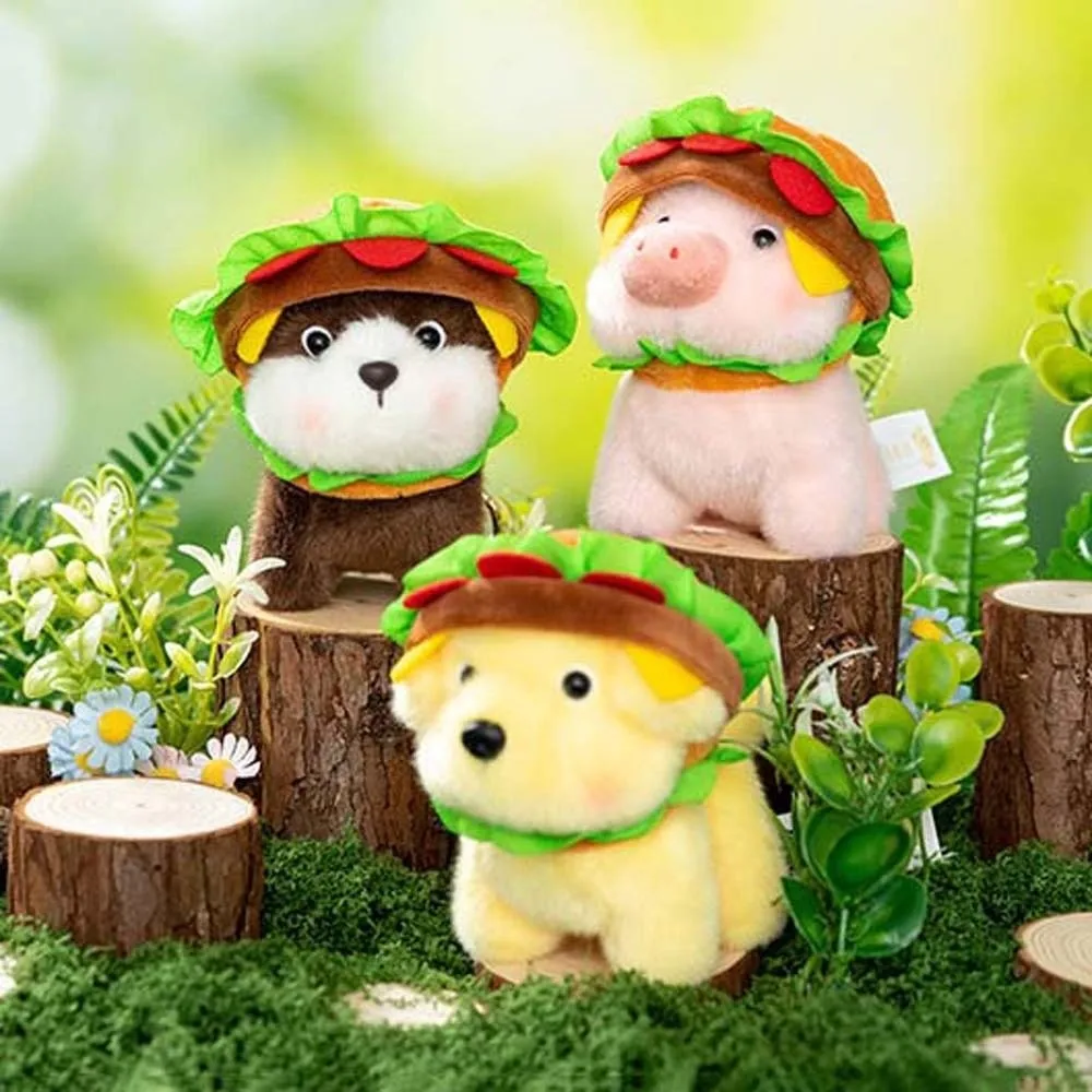 Ultra-Soft PP Cotton Burger Animal Plushie Short Fabric Exquisite Embroidery Kawaii Foodie Key Chain Vivid Realistic Colors view 2