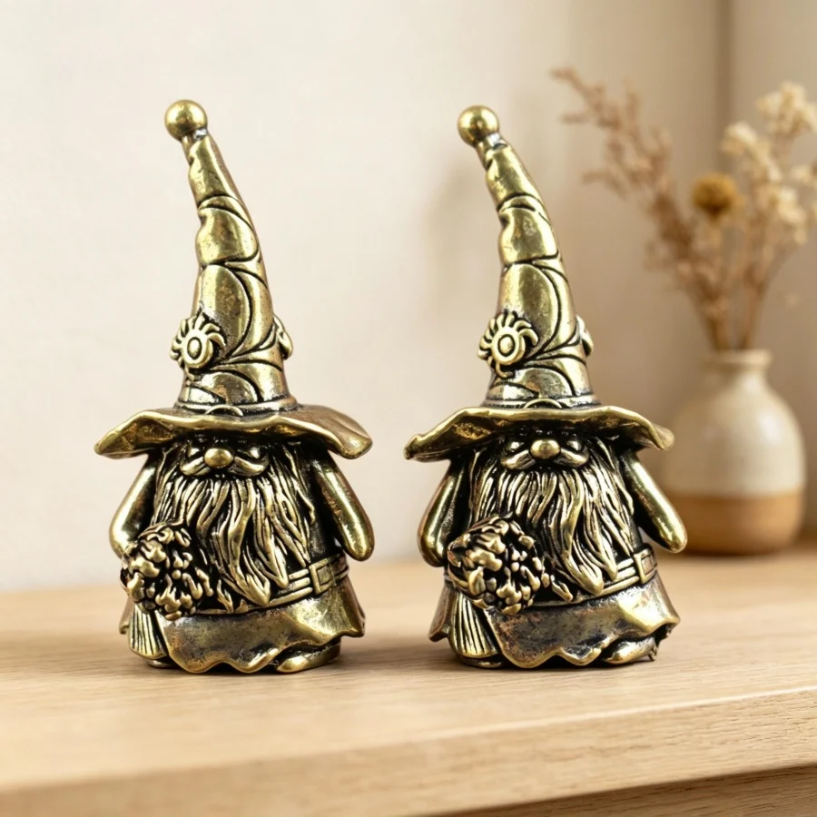 Vintage Kupfer-Gnom-Zauberer-Statue Halloween Schreibtisch-Dekoration Kreatives Geschenk – Detail 5