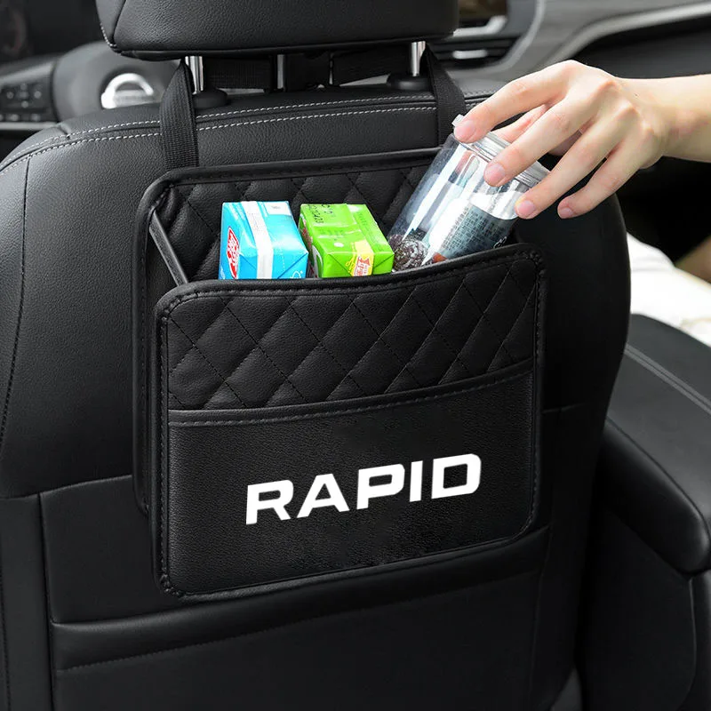 Bolsa de almacenamiento impermeable para asiento trasero de coche, bolsa de bolsillo para teléfono, accesorios portátiles para coche, Skoda Rapid