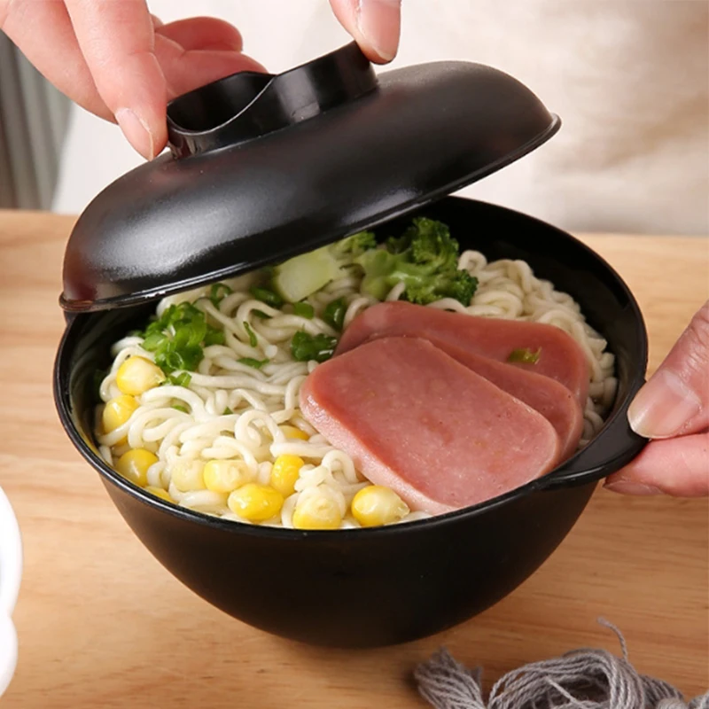 Cuenco de Ramen para microondas, recipiente de comida para Fideos en ebullición, tapa con cuenco, tazón de sopa de cocina, fideos instantáneos Ramen Miso, 250ml