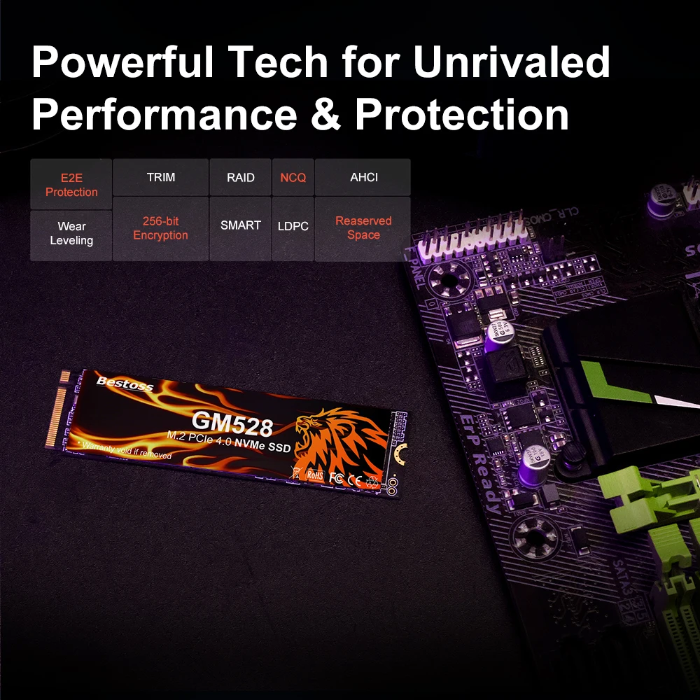 Bestoss M.2 SSD PCIe NVMe Gen4 * 4 512GB 1TB 2TB Unidad de disco duro Unidades internas para computadora portátil, hasta 5000 MB/s