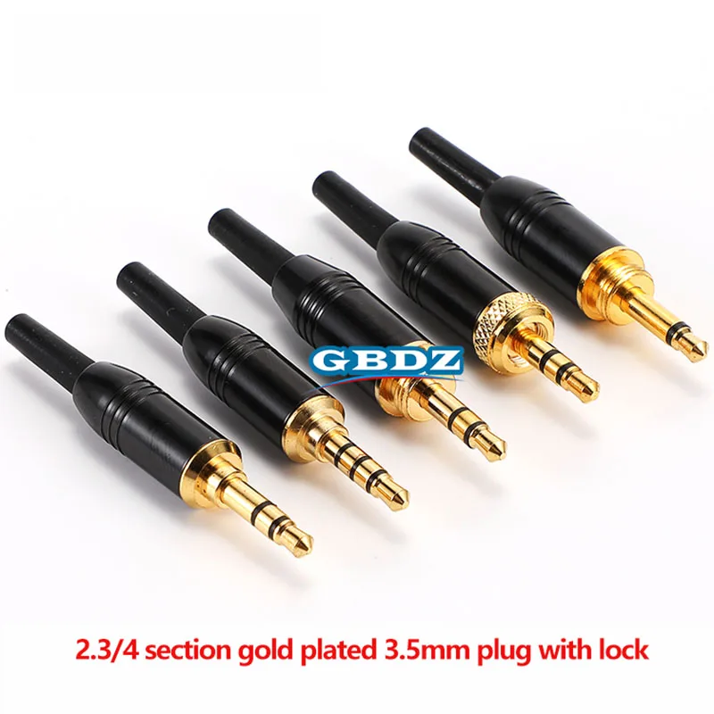 

Gold Plated 3.5mm Audio Plug Stereo Headphone Plug With Thread Lock cable plug, 2/3/4 Section AUX terminal Car Mobile Audio