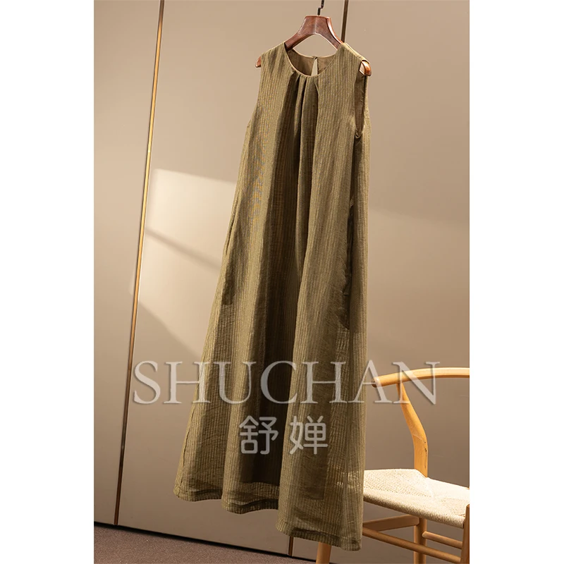 Nowa, subtarna luksusowa sukienka damska typu A, z francuskiego, barwionego w paski, delikatnego, błyszczącego srebrnego lnu, model 71B9, vestidos de fiesta