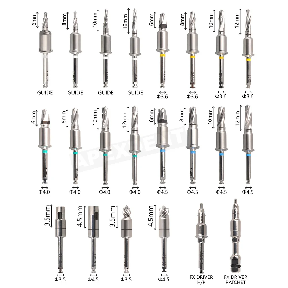 APEXDENT Dental Guided Implant Surgical Kit Dentium Digital Guided Surgery Drill Ratchet Wrench Full Set Dentistry Instrument