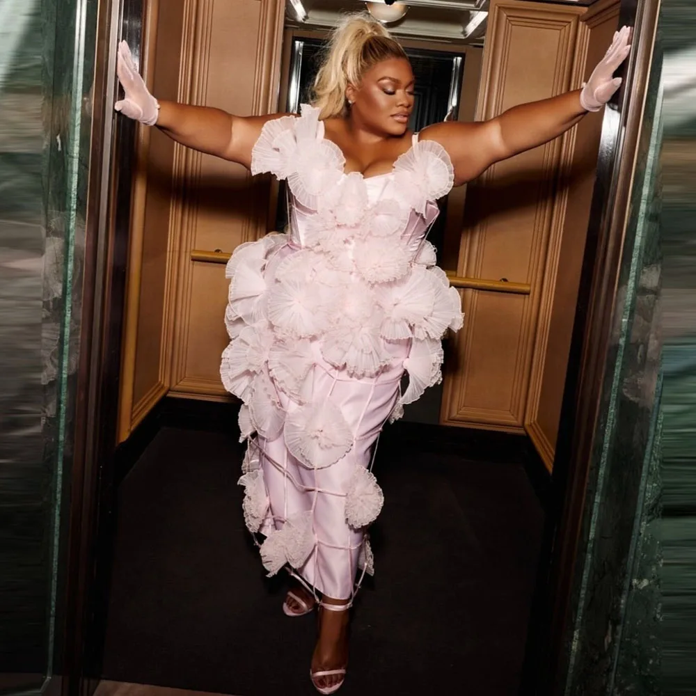 

Детские розовые платья для выпускного вечера Aso Ebi с цветами ручной работы и складками Вечерние платья больших размеров до щиколотки Вечерние платья на танкетке