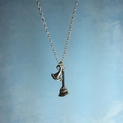 Witch Hat Necklace, Witch Broom and Hat Necklace, Witch Necklace, Wizard Hat, Witch Jewelry, Wizard Jewelry, Broomstick Necklace