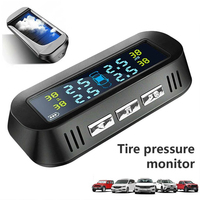 Universal TPMS Wireless Tire Pressure Monitoring System Solar Power Clock LCD Display 4 External Sensor Tire Pressure Sensors