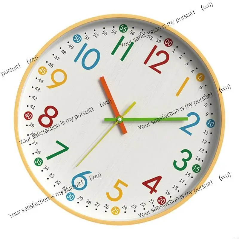 4XFA Colorful Numeral Wall Clock Easy Read Quiet Movement Grains Battery Operated Clock for Home Office Classroom Decors