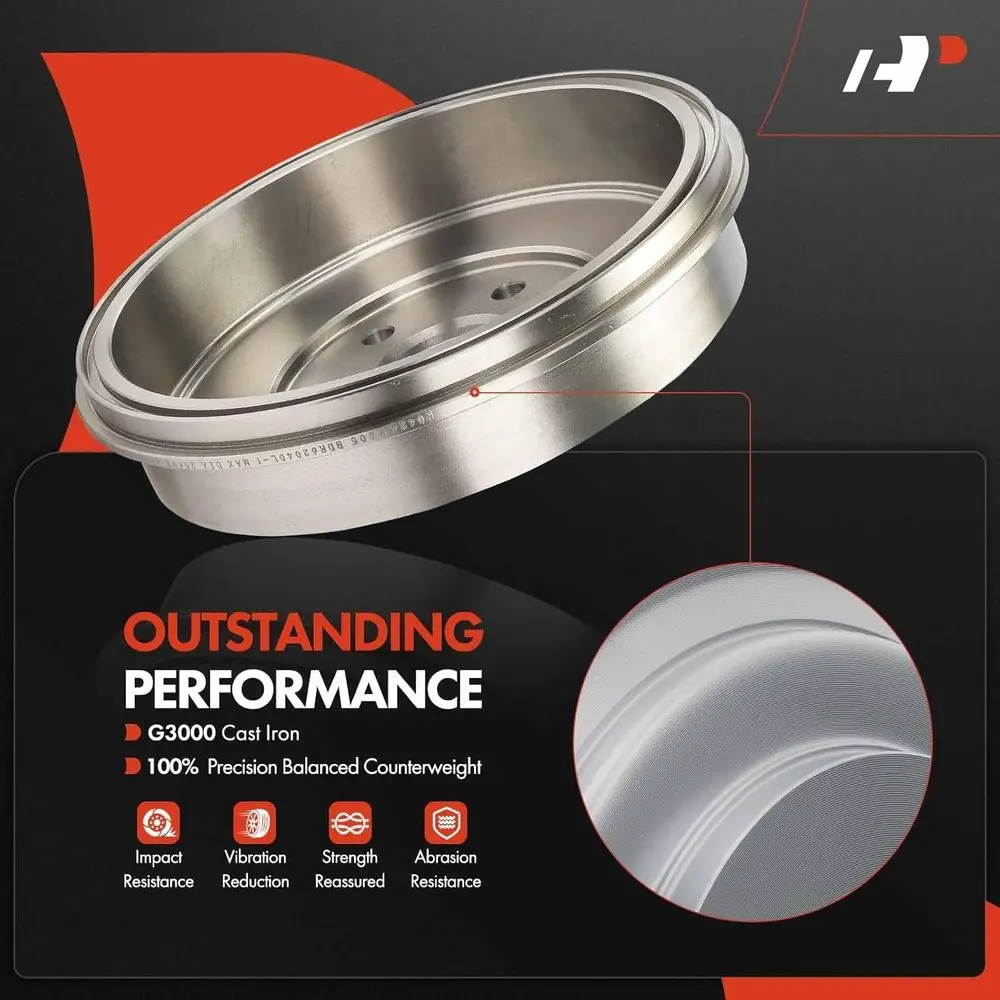 A-Premium 11.72 inch (297.8mm) Rear Brake Drums + Ceramic Shoes Set Compatible with Select Chevrolet Models - Cruze 2011-2015, C