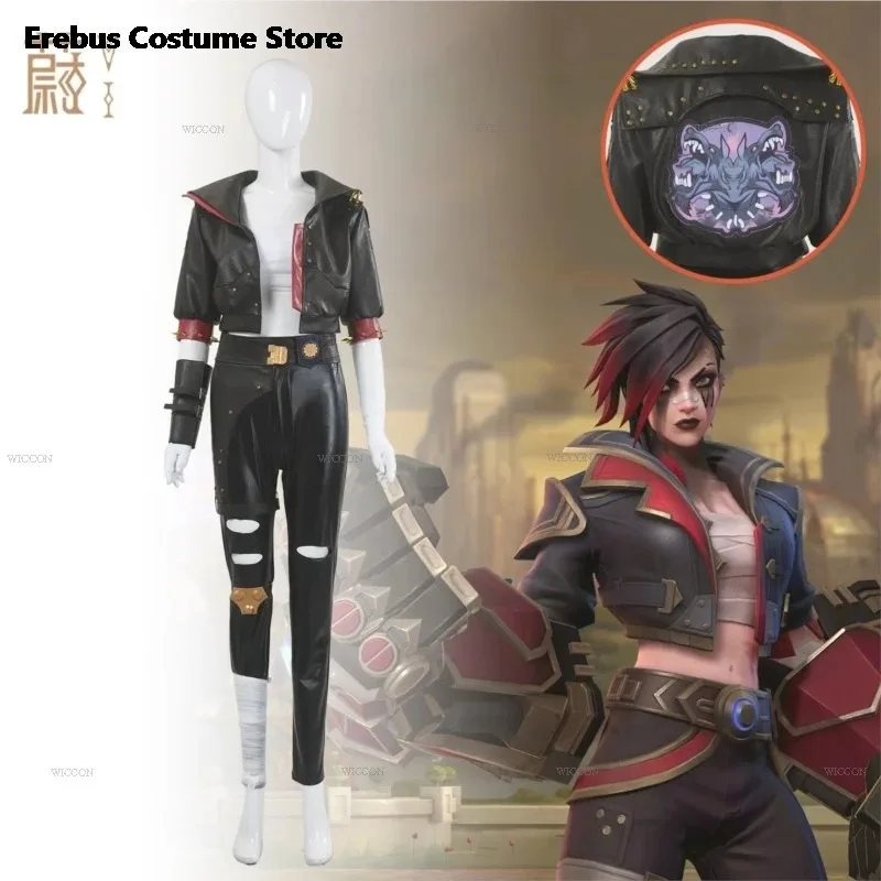 CyBoxer Violet Cosplay Arcane S2 Tv Lol Cosplay Mantel Tattoo Aufkleber Kostüm Spiel RolePlay Frauen Outfit Halloween Anime Cospl