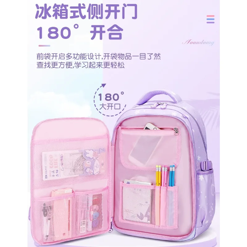 Cartable pour élèves du primaire pour filles, sac à dos Kawaii, grande capacité, ouverture latérale, sac à dos mignon arc-en-ciel, sac à dos scolaire pour adolescents et enfants