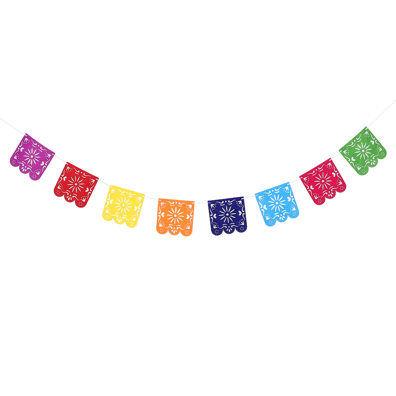 

Mexican Felt Garland Nonwoven Fabric Colorful Banner Flags for Fiesta Party Birthday Day of The Dead Wedding Decorations
