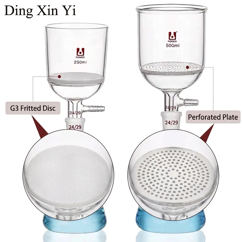 DXY 30ml-3000ml Vacuum Filtration Apparatus G3 Fritted Funnel Perforated Buchner Funnel with Filter Flask Lab Glass Kit