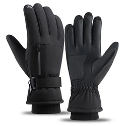 Winter Ski Gloves Warm Waterproof Anti-slip Touchscreen Snowboard Mittens with Zipper Storage Pocket for Winter Outdoor Sports