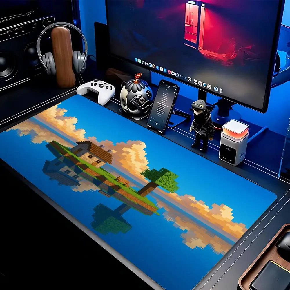 Large Mousepad Pixel Lake Island Cottage Mousepads Keyboard Mat Deskpad Game Desk Mats Pixel Art Mouse Mats For Desktop Laptop