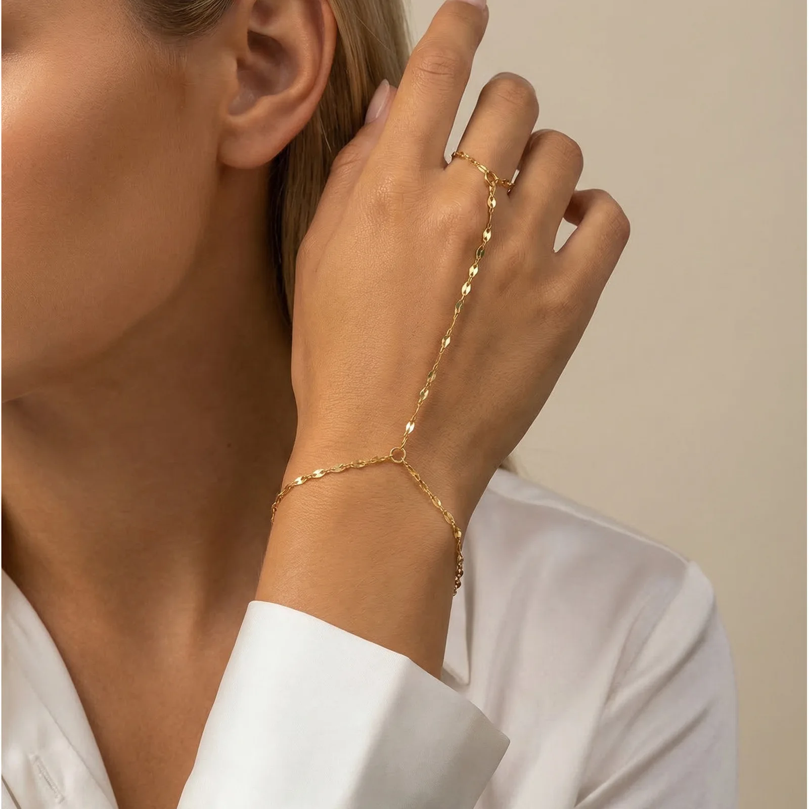 Ring Bracelet for Women Hand Chain Slave Bracelet Slider Bead Jewelry Summer Beach Gift