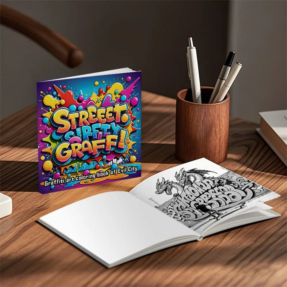 كتاب تلوين كرتوني لطيف، كتاب تعليمي لتخفيف التوتر، رسم خلفي، هدية، كتاب رسم جرافيتي للبالغين والمراهقين