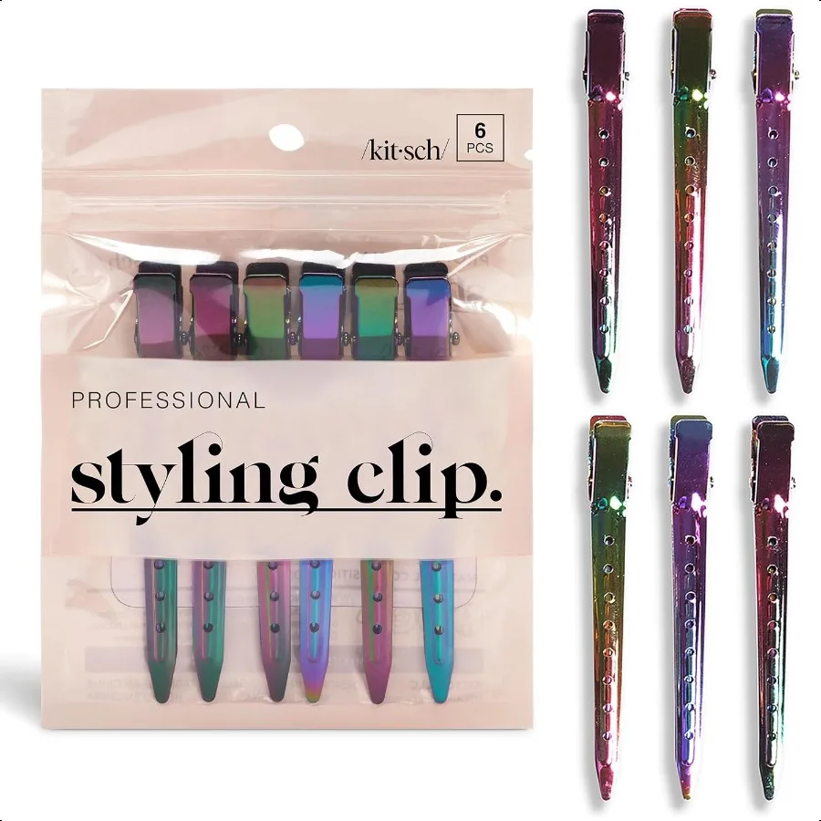 

Kitsch Profional Alligator Clips for Hair Styling 3.5 Aluminum Hair Sectioning Clips for Salon Makeup Application RustFree Ligh