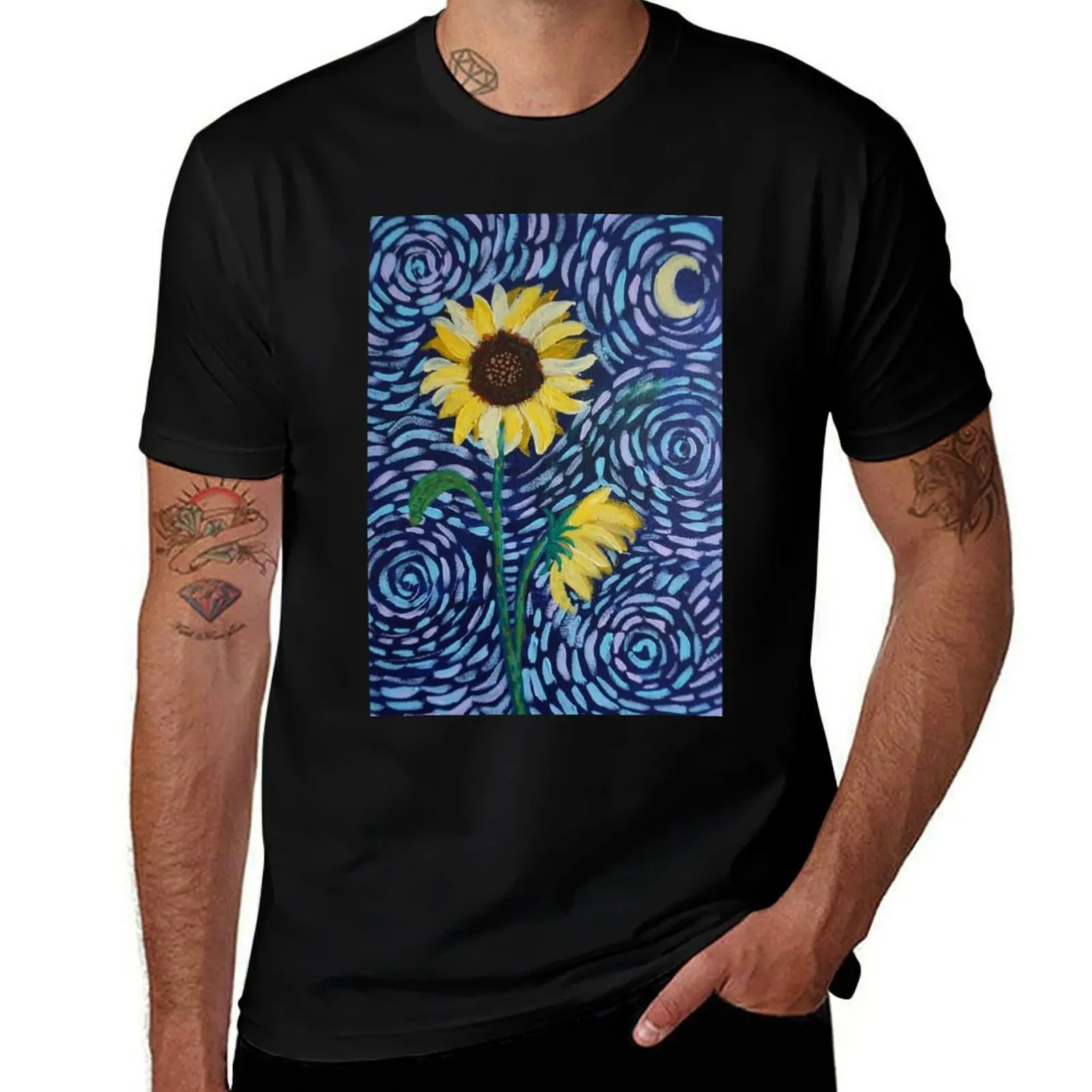 

sunflower and swirls T-Shirt Casual Graphic Print Tee