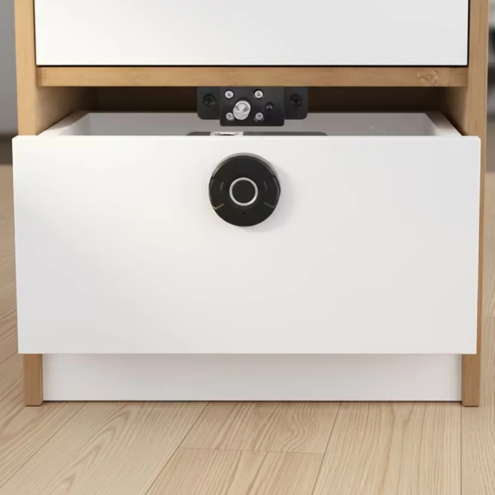 Smart Biometric Drawer Lock Press Panel Biometric Drawer Lock Home Security Black Circular Circular Band Design for Drawers