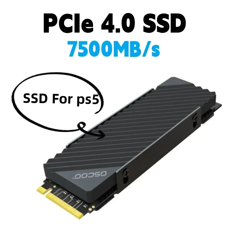 OSCOO M.2 NVMe Ssd Drive Internal Solid-state 4TB SSD kompatibel dengan Playstation 5 hingga 7500 MB/dtk Ssd Gaming Internal