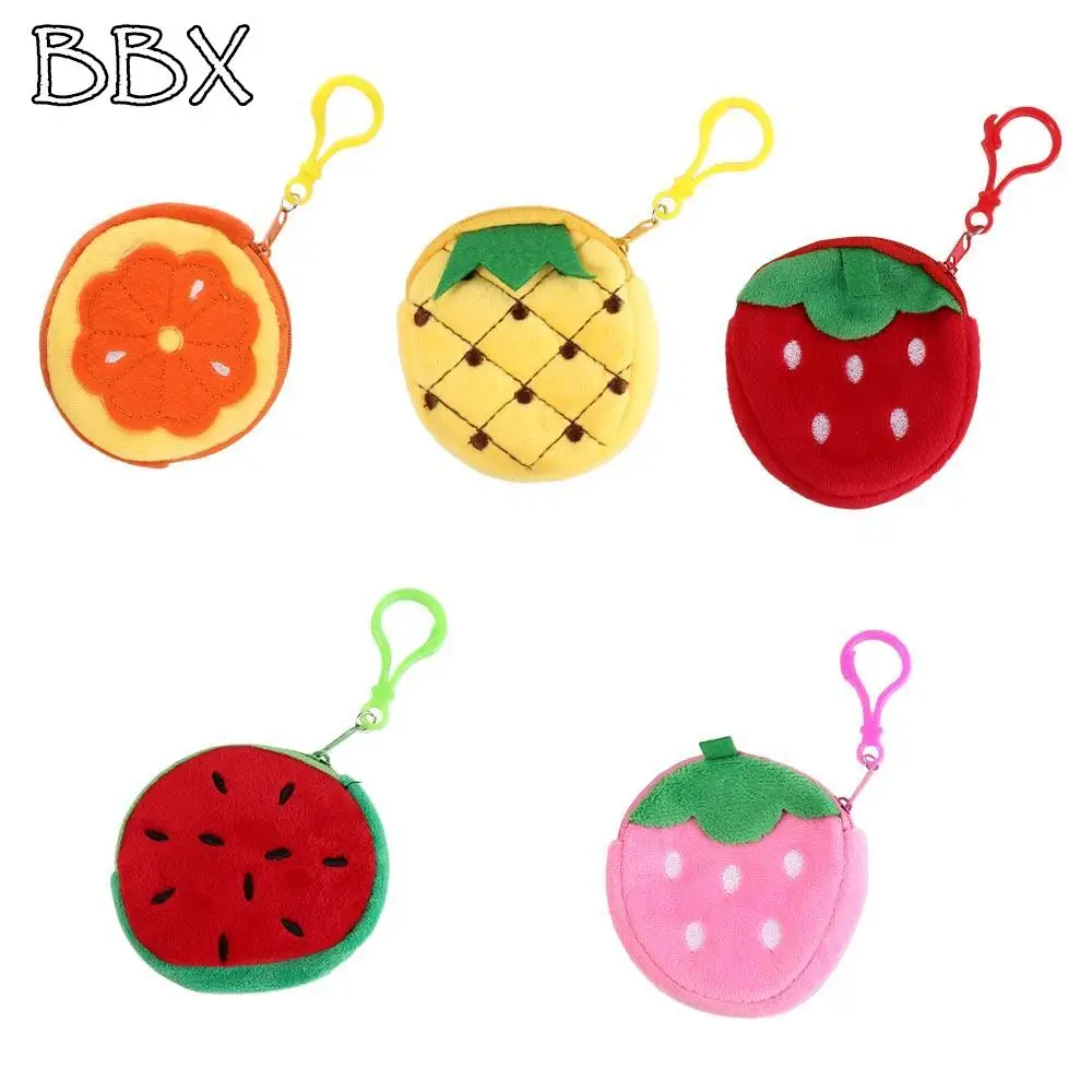 

Keychain 3.15in Fruit Coin Bag Watermelon Strawberry 8CM Coin Pouch Pineapple With Hook Pluhs Coin Purse Put The Key/Coin