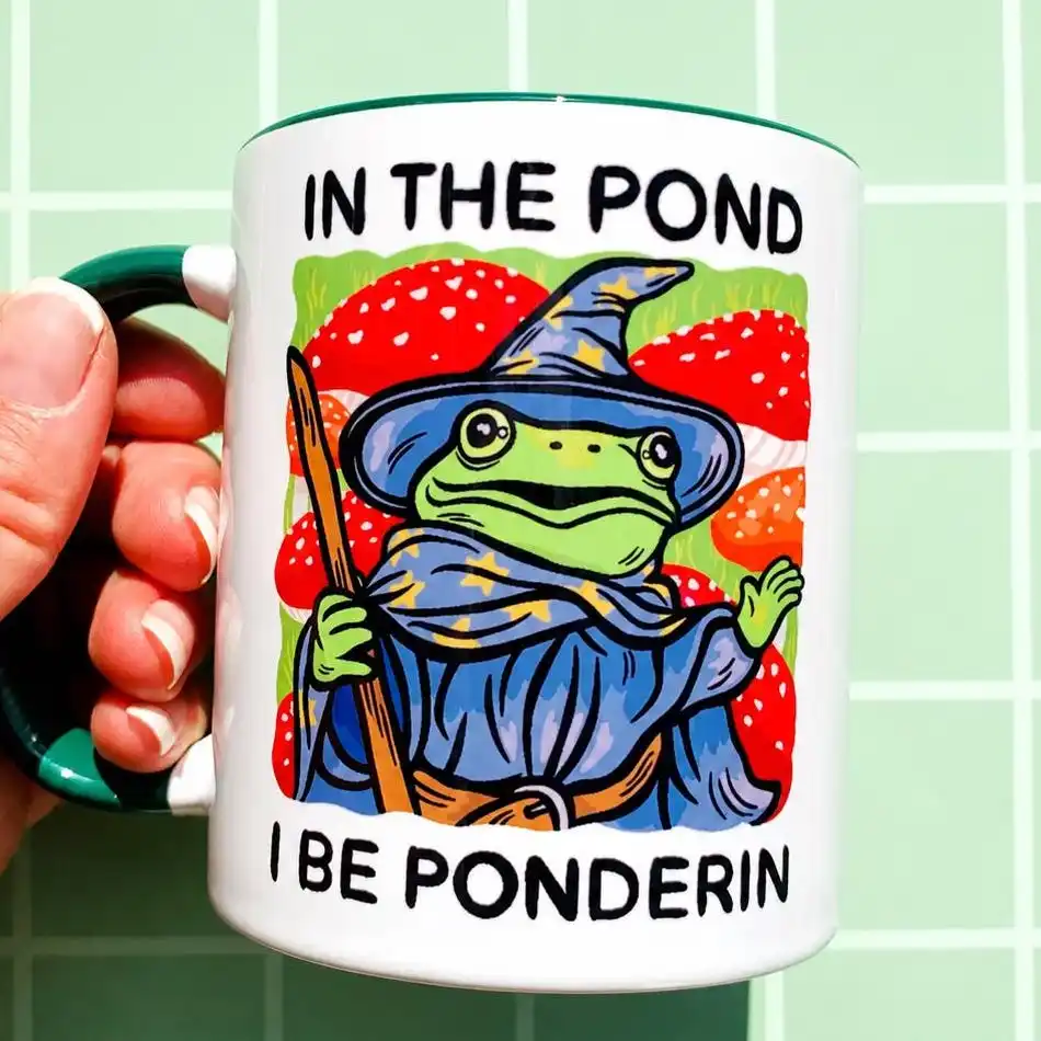Frog Mushroom Cup Wizard Coffee Cup Hilarious Magic Themed Gift Fantasy Lover Mug Nerdy Humor Mug Nerd Boyfriend Gift Gamer Mug