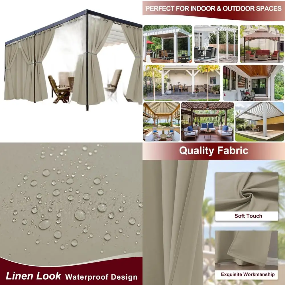 

Всепогодные уличные шторы для патио, водонепроницаемые, 8 штук, 54x84 дюйма, цвет тауп, для балкона, беседки, пергол, веранды