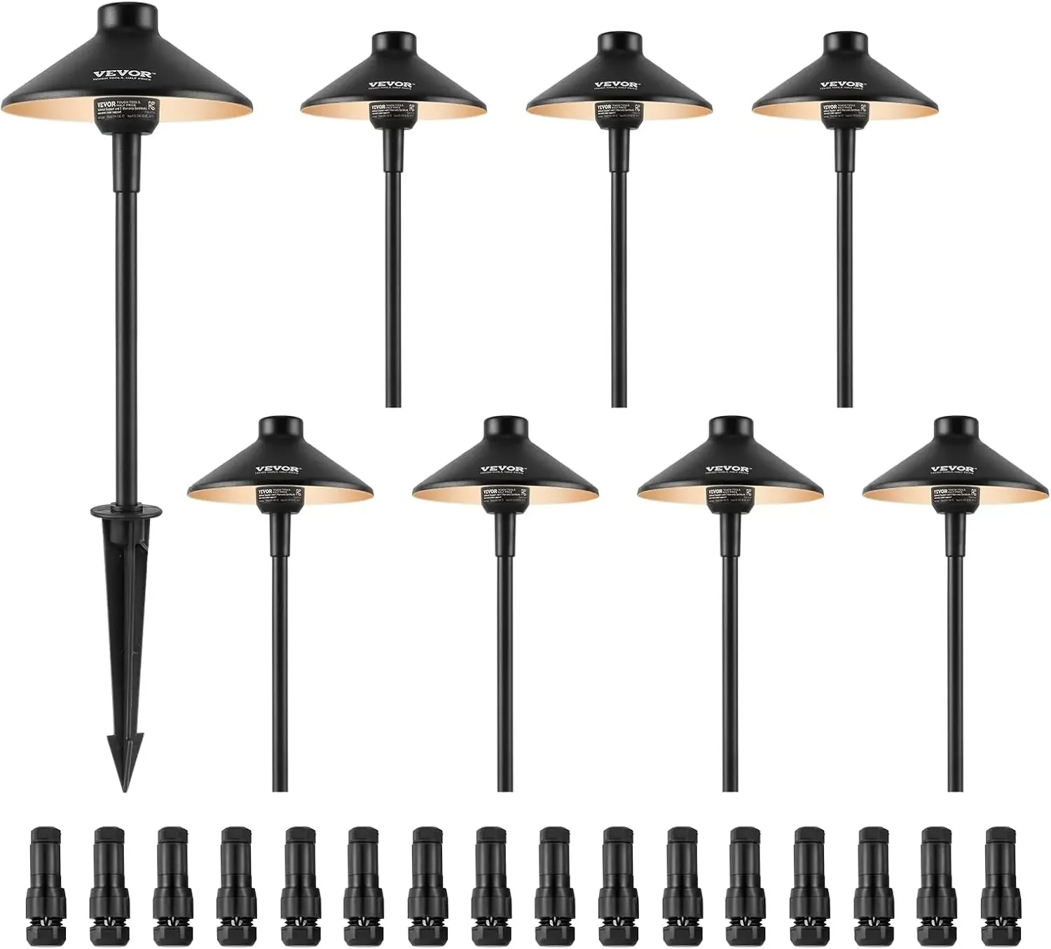 

8 Pack Low Voltage Landscape Path Lights, 3W 210LM 12V-24VAC/DC Outdoor LED Pathway Lighting, 3000K Warm White Walkway
