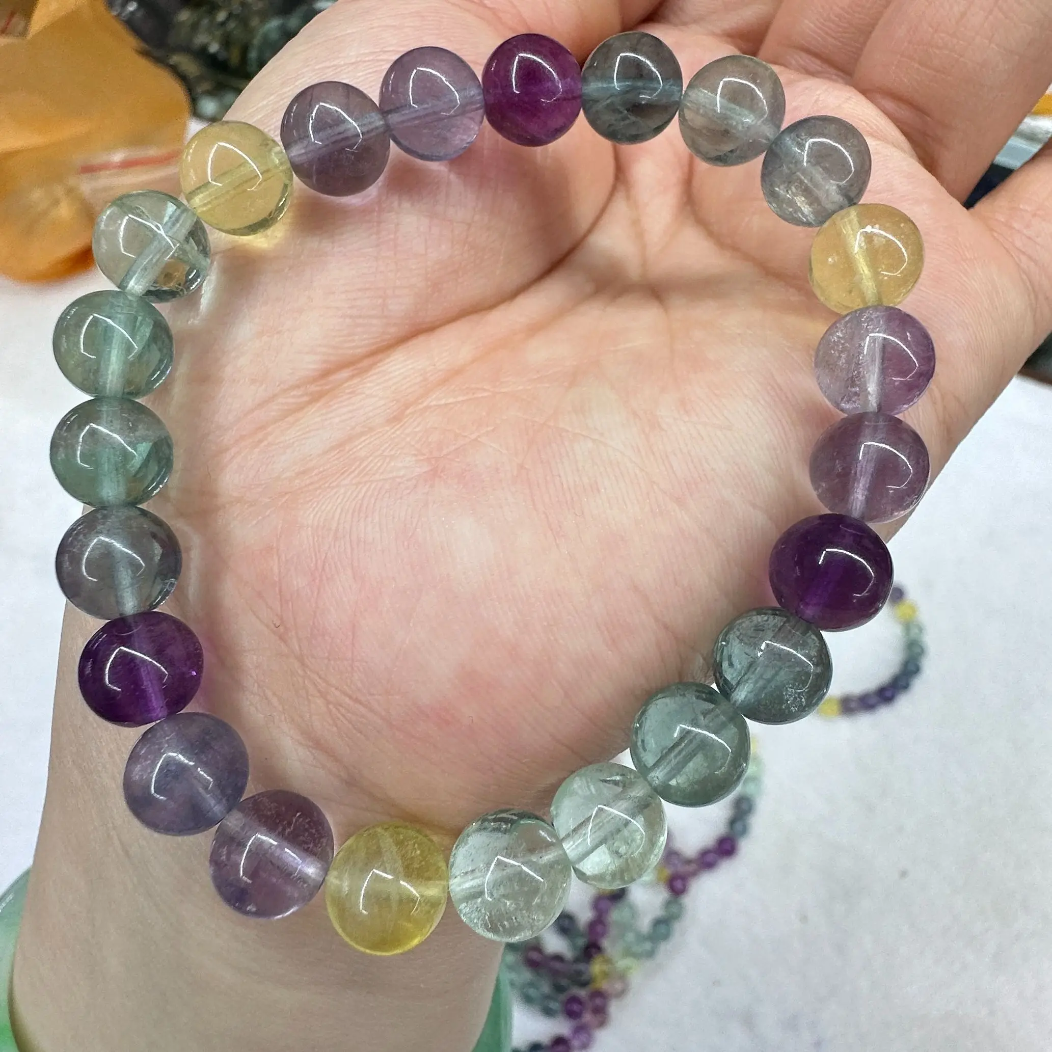 AAA Natural Blue purple yellow green fluorite bracelet  Gemstone Bangle jewelry for women for gift wholesale!