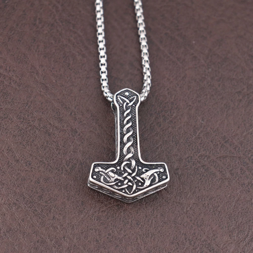 Vintage Style Variety Weapons Viking Pendant Trendy Stainless Steel Nordic Thor Hammer Necklace Punk Rock Jewelry Gift Wholesale