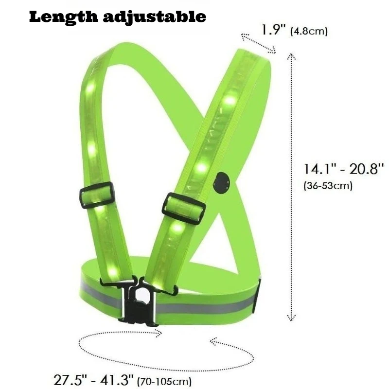 USB Charging LED Light Up Vest Reflective Safety Sleeveless Harness Cycling Night Running Outdoor Work Visibility Protection New