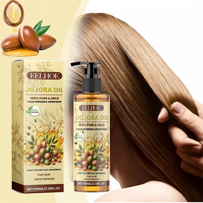 100% PURE Jojoba Oil Conditioner Mild HairSerum Smoothing Soften Repair Frizz Damaged Hair Anti-Dandruff Scalp Treatment Product