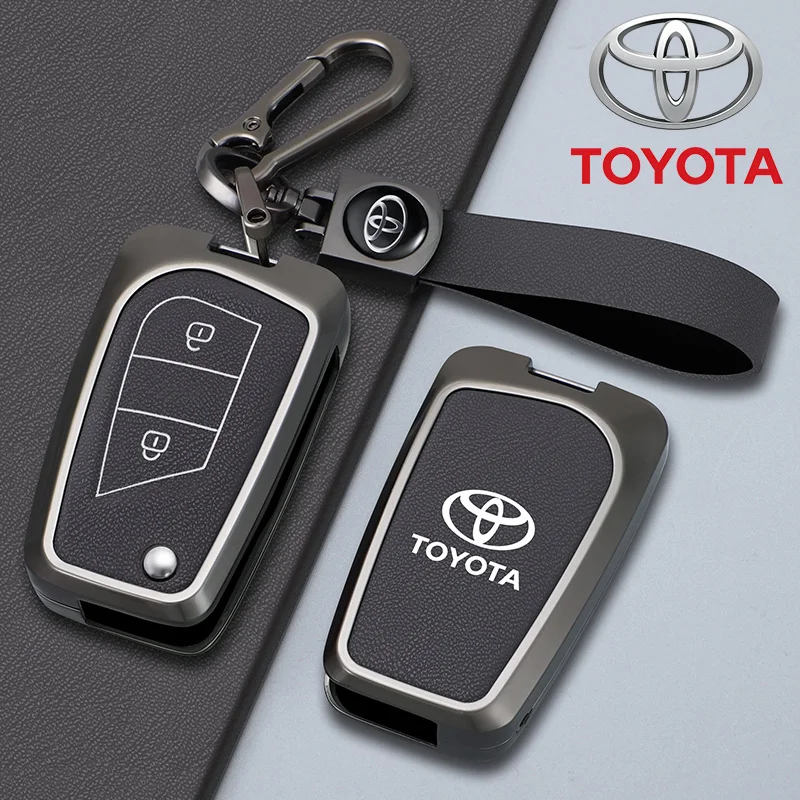 

New Zinc Alloy Leather Car Key Case Cover For Toyota Auris Corolla Reiz Avensis Verso Yaris Aygo Rav4 Scion TC IM 2017 2016