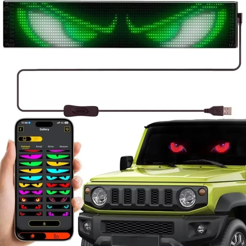 

Светодиодная матричная пиксельная панель Devil Eye, мягкое складное приложение и пульт дистанционного управления, освещение, граффити, прокрутка, TextLight, лобовое стекло