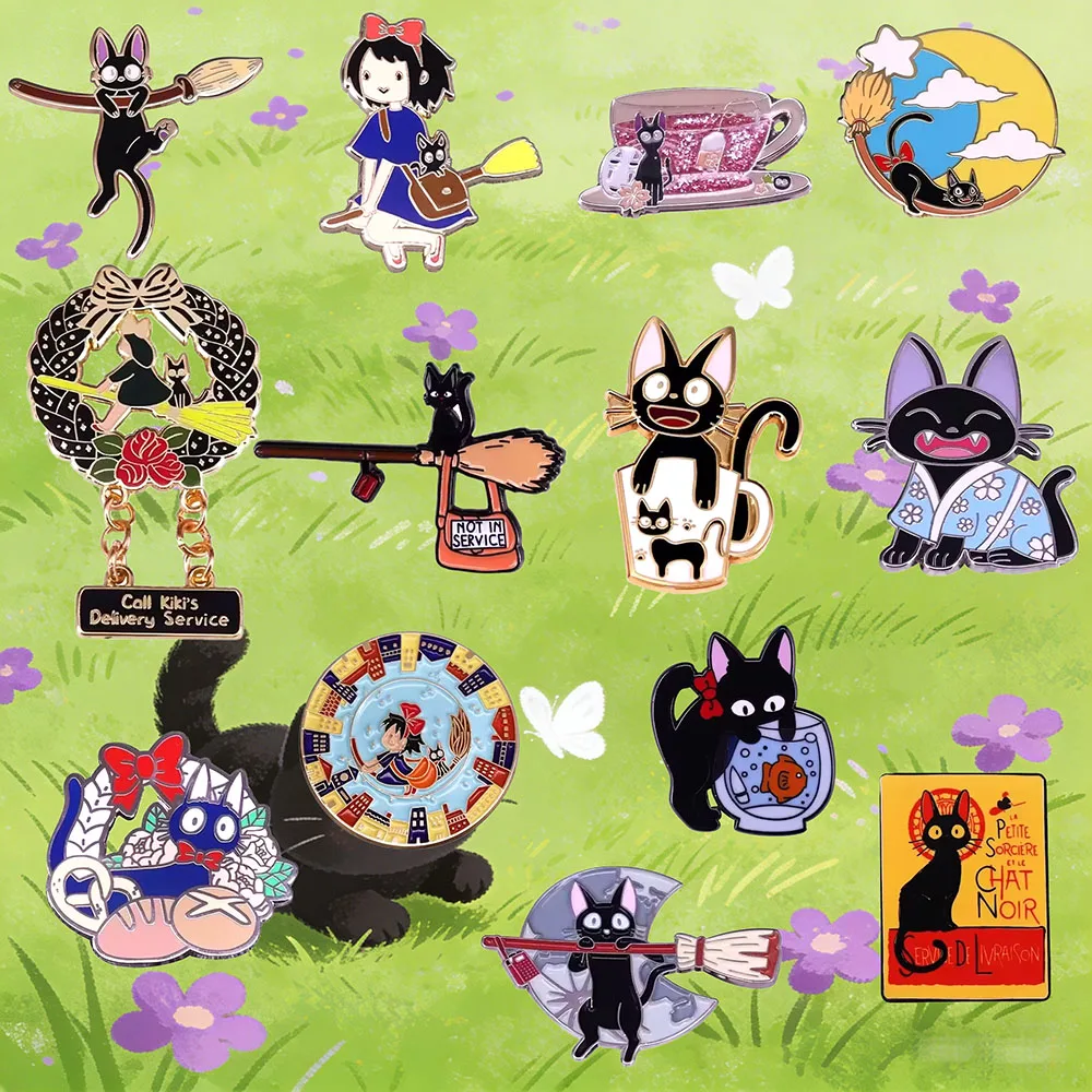 Niedliche kleine Tiere Emaille Pin lustige schwarze Katze Metall Brosche Abzeichen Mode Anime Peripherie Schmuck Rucksack Zubehör Geschenke