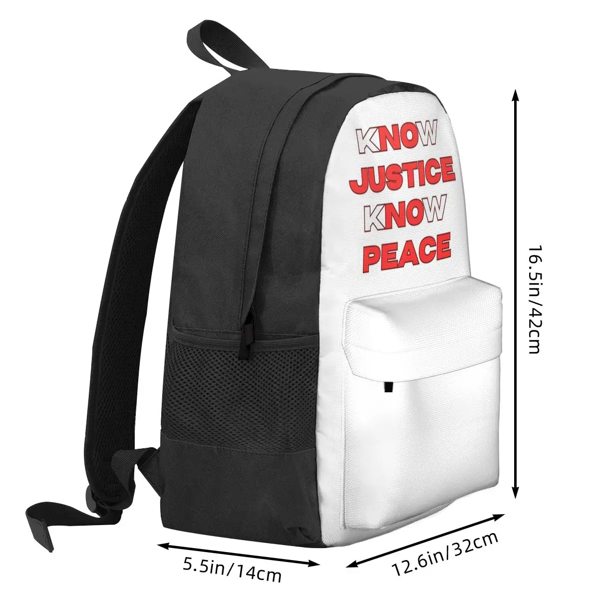 Know Justice Know Peace Backpack Hot Sale Daypack Large Capacity Kids BookBag School Bag Shoulder Bags for Men Women